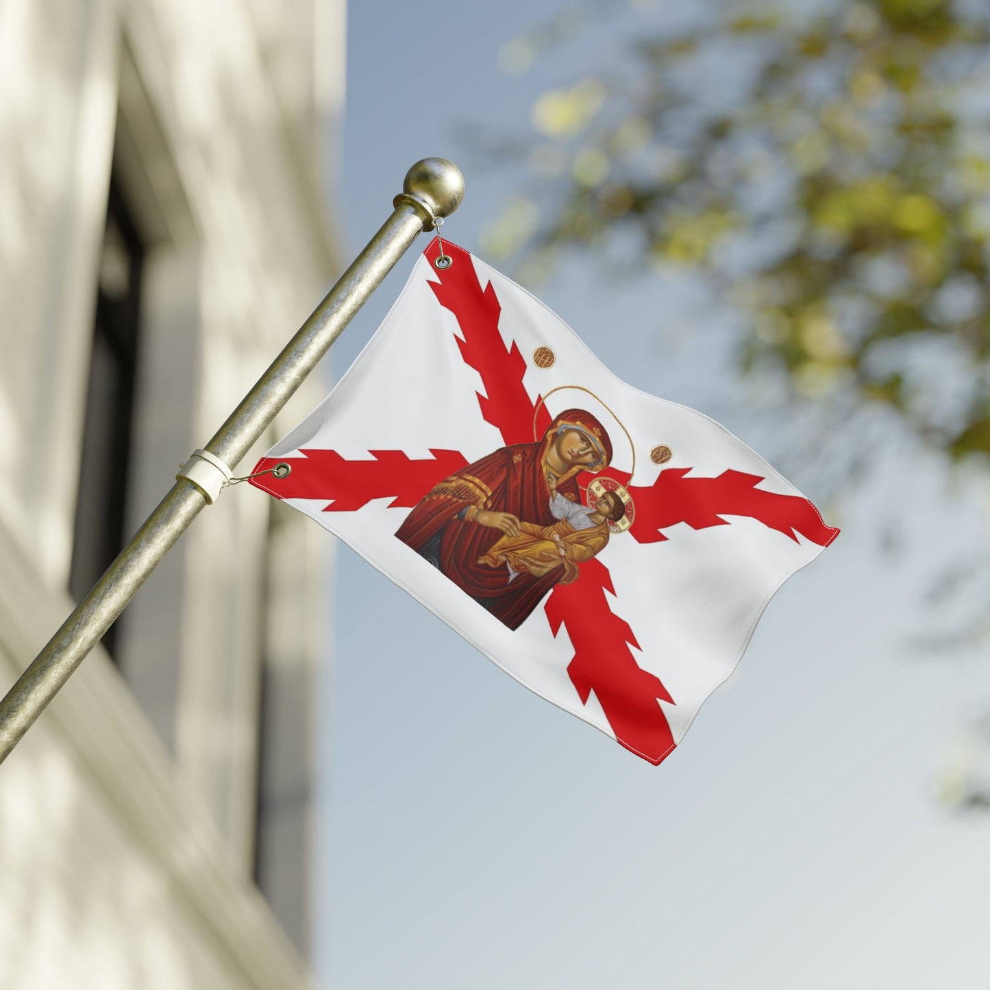 Spanish Empire flag with Theotokos